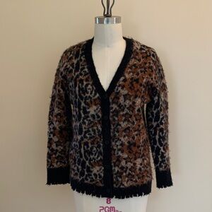 Women’s AllSaints Leopard Star Alpaca & Wool-Blend Cardigan Size Small